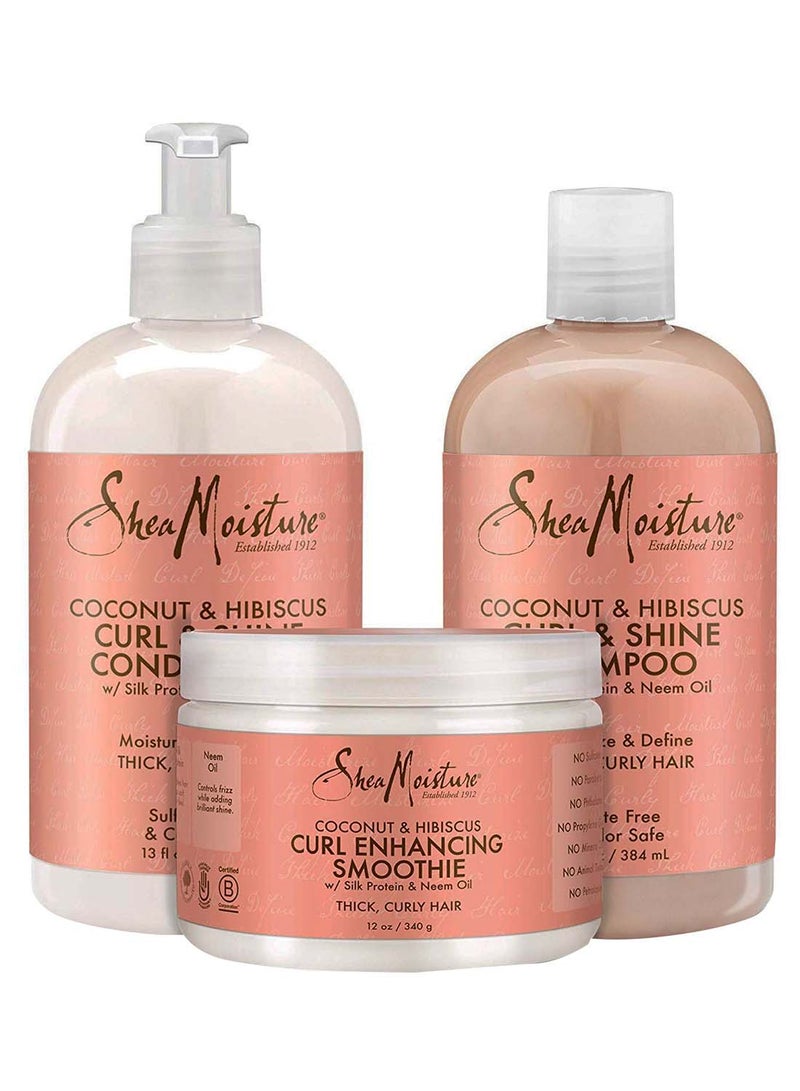 Coconut And Hibiscus Shampoo And Conditioner Set With Smoothie