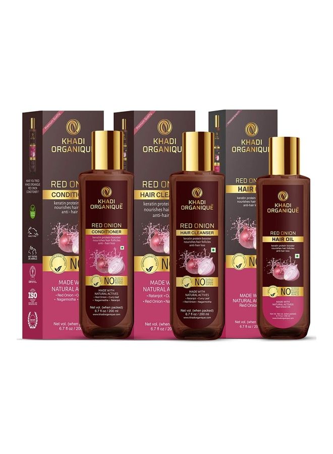 Red Onion Hair Oil, Cleanser & Conditioner Hair Care Combo 500ml