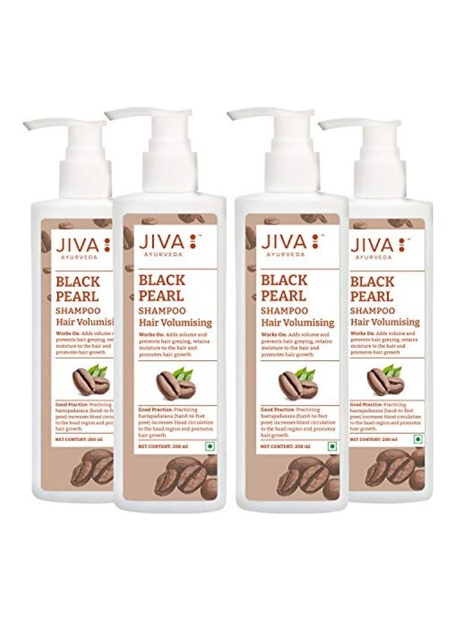 4-Piece Hair Volumising Black Pearl Shampoo with Freem Neem Soap Multicolour 200ml