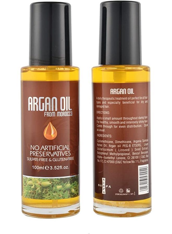 Moroccan Argan Oil Pure 100 Ml - Treatment for Frizzy & Dry Hair, Hair Growth