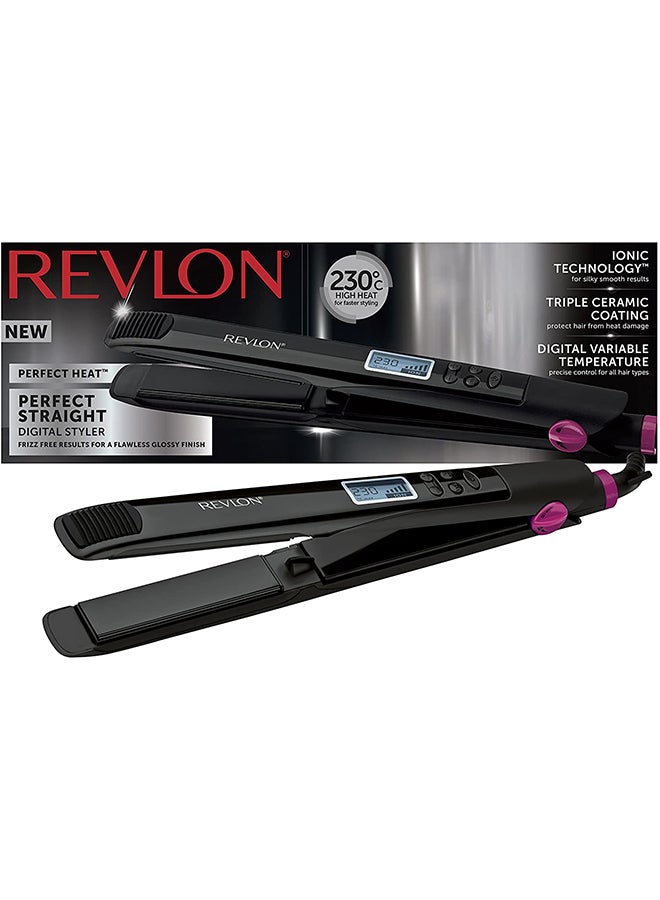 Digital Straightener, dual voltage, frizz control, 9 LCD settings. Multiple heat settings upto 230C. Black 25cm