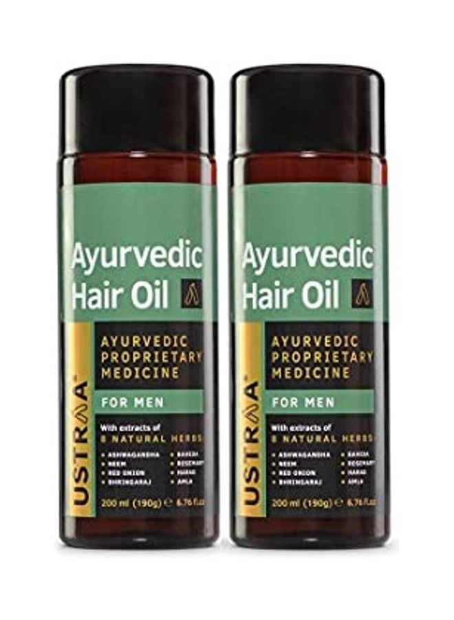 2-Piece Ayurvedic Hair Oil Set Clear 400ml