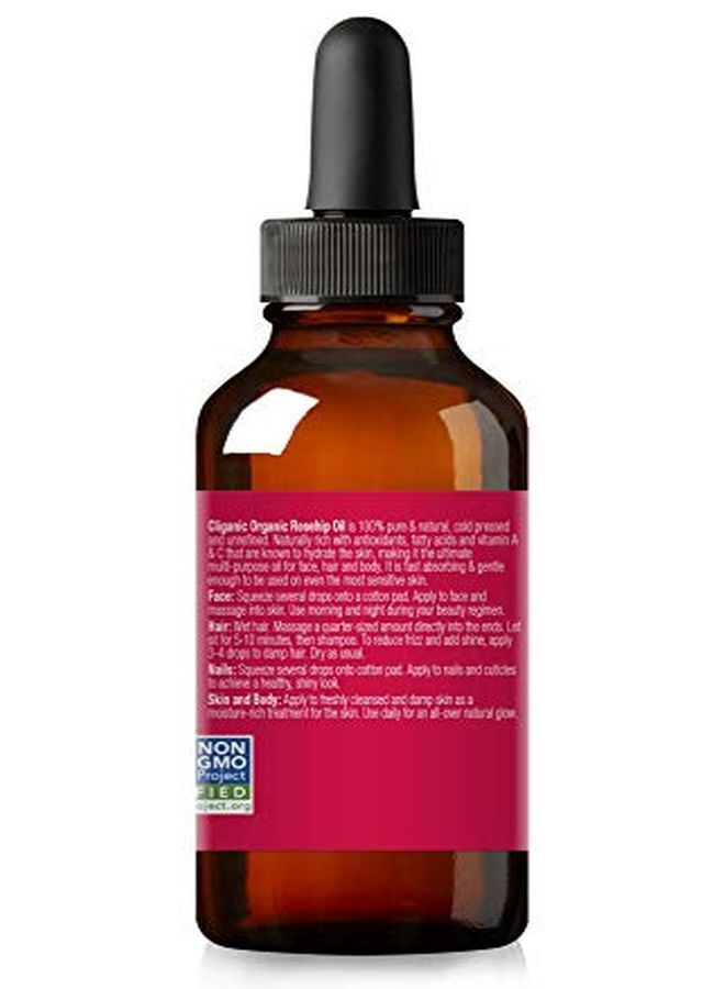Usda Organic Rosehip Seed Oil For Face, 100% Pure | Natural Cold Pressed Unrefined Non-Gmo | Carrier Oil For Skin, Hair & Nails