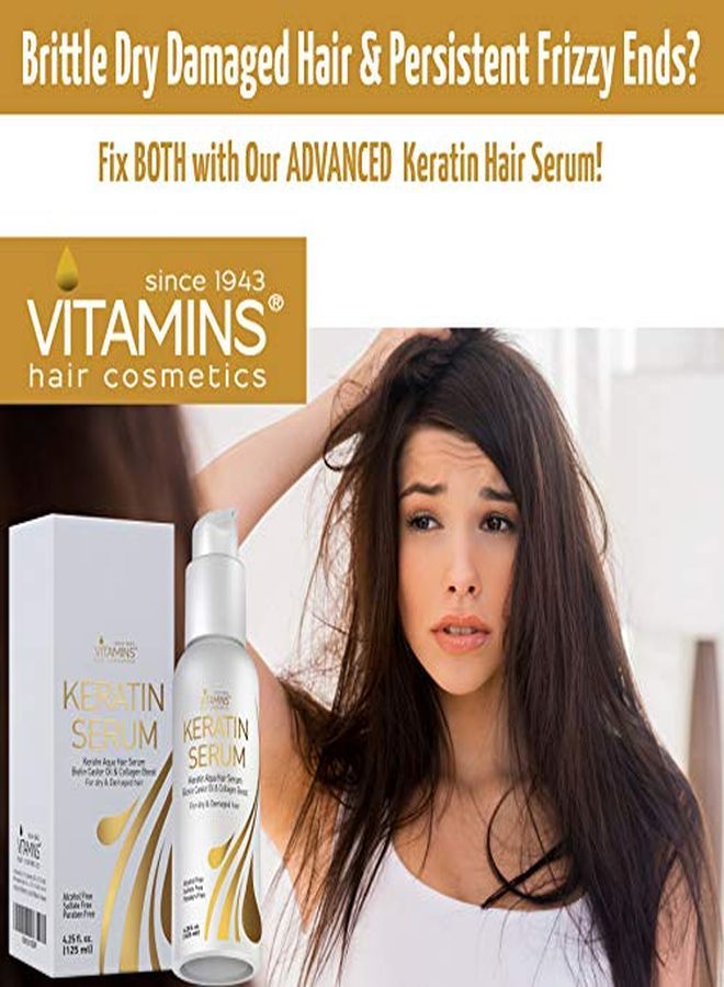 N Hair Serum - Biotin Collagen Anti Frizz Treatment With Castor Oil Repairs Frizzy Dry Damaged Hair - Straight Or Curly Hair Heat Protectant For Shine And Gloss 4.25 Oz
