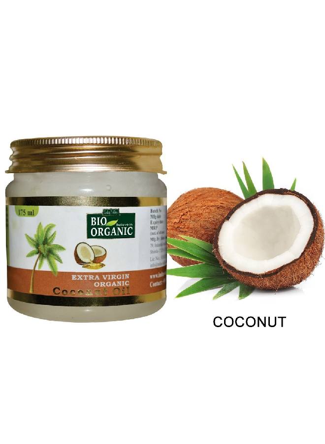 Bio Organic Extra Virgin Organic Coconut Oil Set Of 3 With The Natural Aroma Of Coconut Oil For Hair Skin Care (175X3=525Ml)