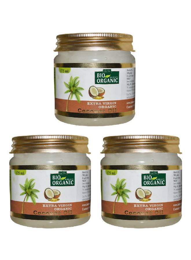 Bio Organic Extra Virgin Organic Coconut Oil Set Of 3 With The Natural Aroma Of Coconut Oil For Hair Skin Care (175X3=525Ml)