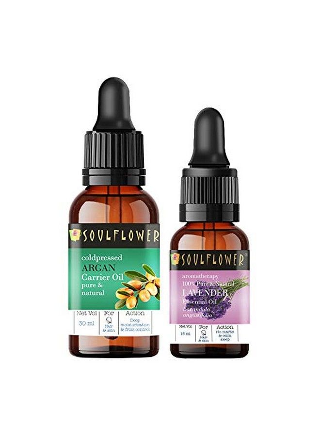 Argan Carrier Oil 30 Ml & Lavender Essential Oil 15 Ml Pure And Natural For Skin Hair And Face Pack Of 2