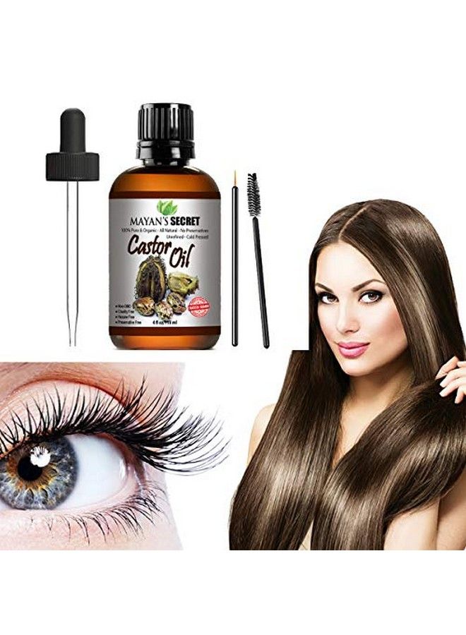 Usda Certified Organic Castor Oil Hexanefree Castor Oil Moisturizing & Healing For Dry Skin Hair Growth For Skin Hair Care Eyelashes Huge 4 Ounce Caster Oil By Mayan’S Secret