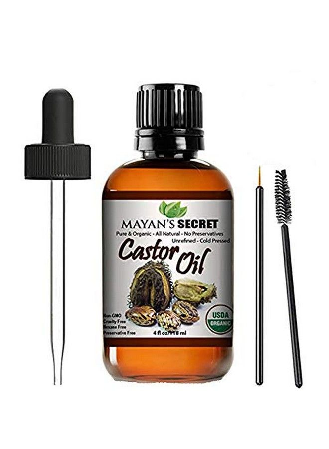 Usda Certified Organic Castor Oil Hexanefree Castor Oil Moisturizing & Healing For Dry Skin Hair Growth For Skin Hair Care Eyelashes Huge 4 Ounce Caster Oil By Mayan’S Secret