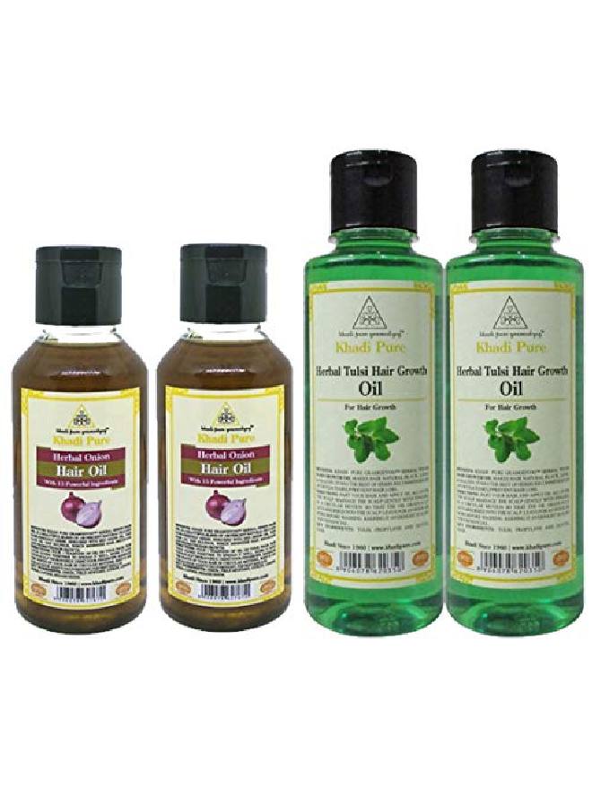 Tulsi Hair Growth & Onion(Small) Hair Oil 210 ml (Pack of 4)