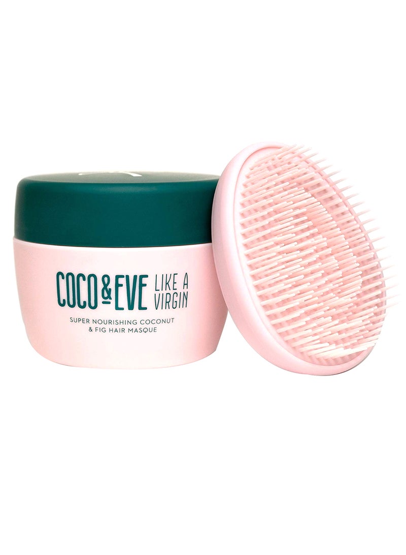 Like A Virgin Super Nourishing  Coconut And Fig Hair Masque With Free Brush White/Pink