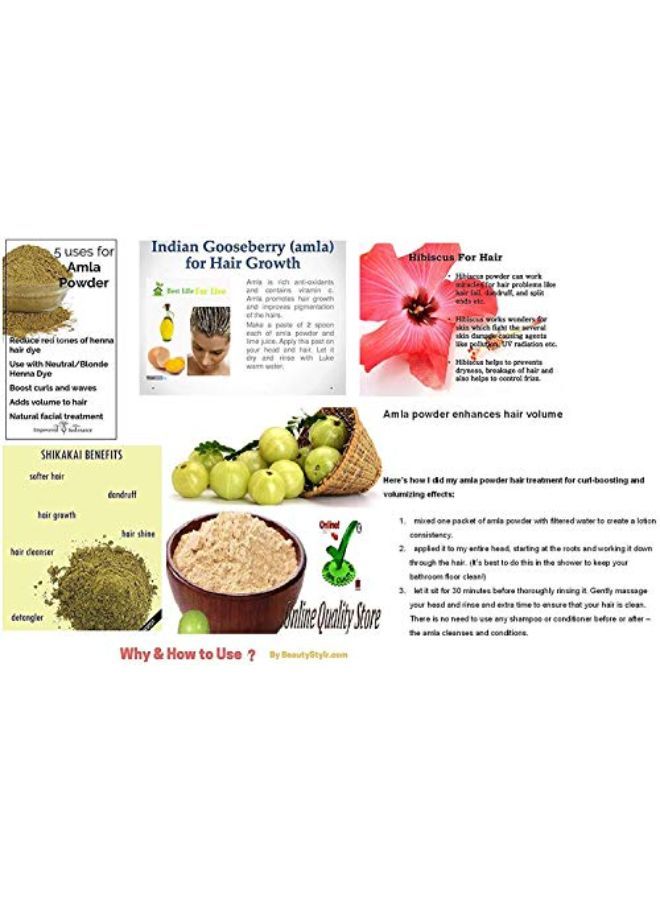 Reetha (200G) + Amla (200G) + Shikakai (200G) + Bhringraj (200G) + Hibiscus (200G) + Mehandi (200G) + Free Indigo (200G) Powder For Hairs, 1400G