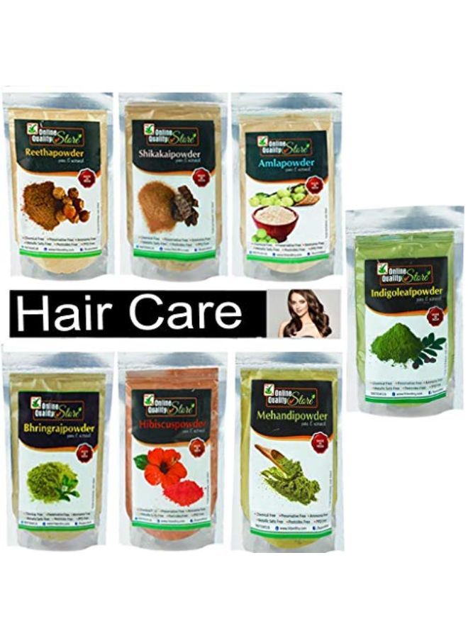 Reetha (200G) + Amla (200G) + Shikakai (200G) + Bhringraj (200G) + Hibiscus (200G) + Mehandi (200G) + Free Indigo (200G) Powder For Hairs, 1400G
