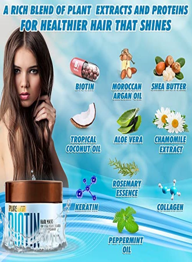 Biotin Hair Mask Hydrating Treatment For Dry And Damaged Hair Deep Conditioner Growth Treatment With Keratin, Collagen And Moroccan Argan Oil Intense Moisture For Split Ends