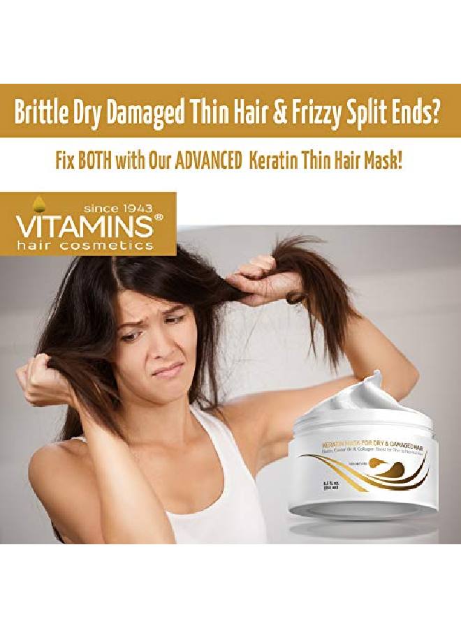 Vitamins Keratin Hair Mask Deep Conditioner Biotin Protein With Castor Oil Repair For Dry Damaged And Color Treated Hair Conditioning Treatment For Curly Or Straight Thin Fine Hair