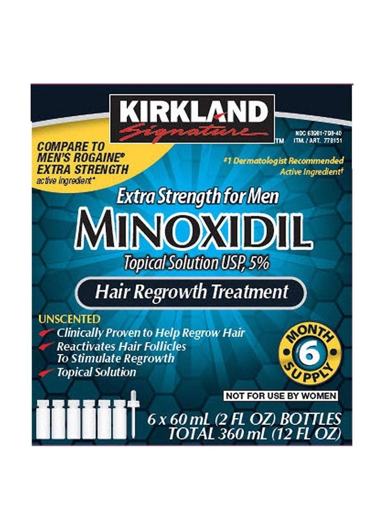 Minoxidil Drops Hair Regrowth 5% 6 Months Supply for Men