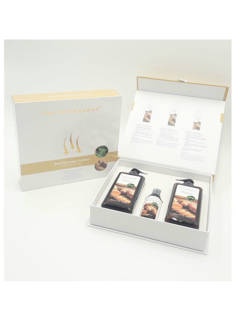 Anti Hair Loss System Treatment Product with Energizing Serum Growth Shampoo and Conditioner