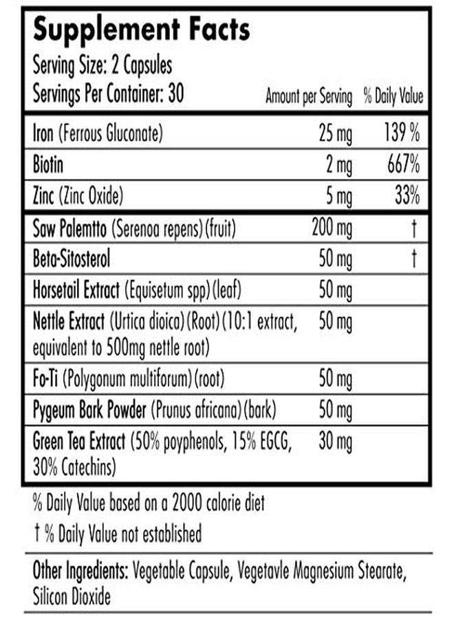 Dht Blocker And Healthy Hair Formula Growth Supplement With Saw Palmetto, Biotin, And Vitamins To Stop Hair Loss And Regrow Hair Vegan (60 VeggieCapsules)