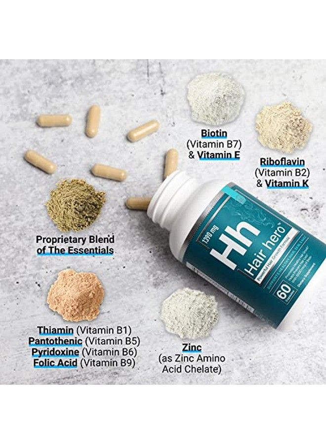 Hair Hero Powerful Hair Formula Healthy Hair Skin And Nails 5000 Mcg Biotin | 30 Day Supply