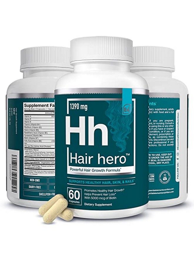 Hair Hero Powerful Hair Formula Healthy Hair Skin And Nails 5000 Mcg Biotin | 30 Day Supply