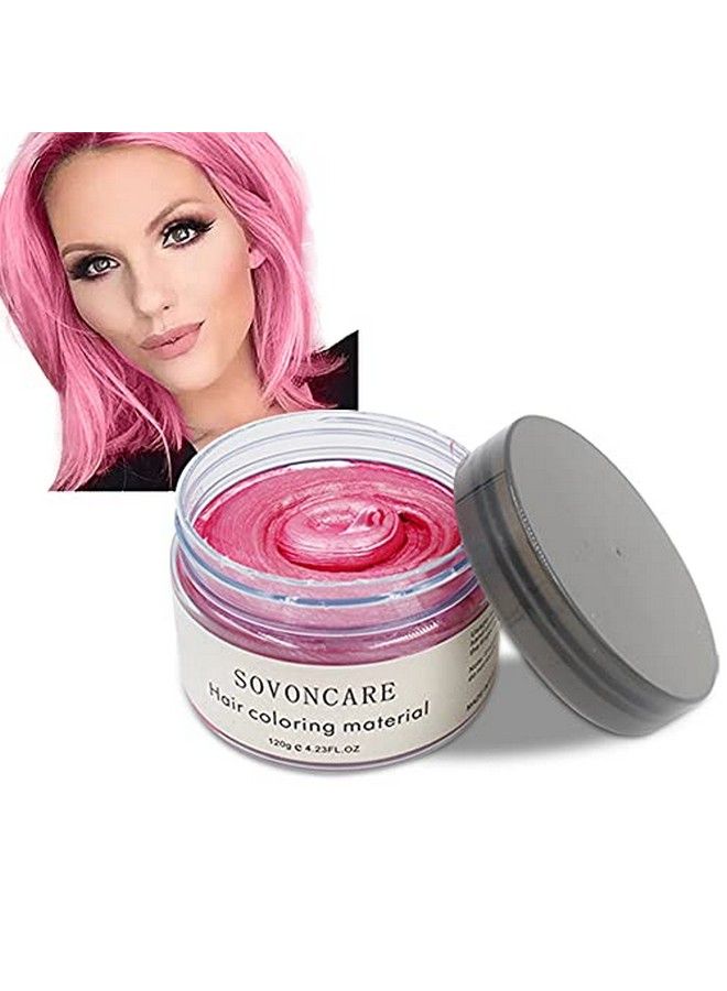 Temporary Hair Wax Color Pink Hair Dye Styling Cream Hairstyle Diy Hair Color Dyes For Men & Women Cosplay Halloween Date 4.23 Oz (Pink)