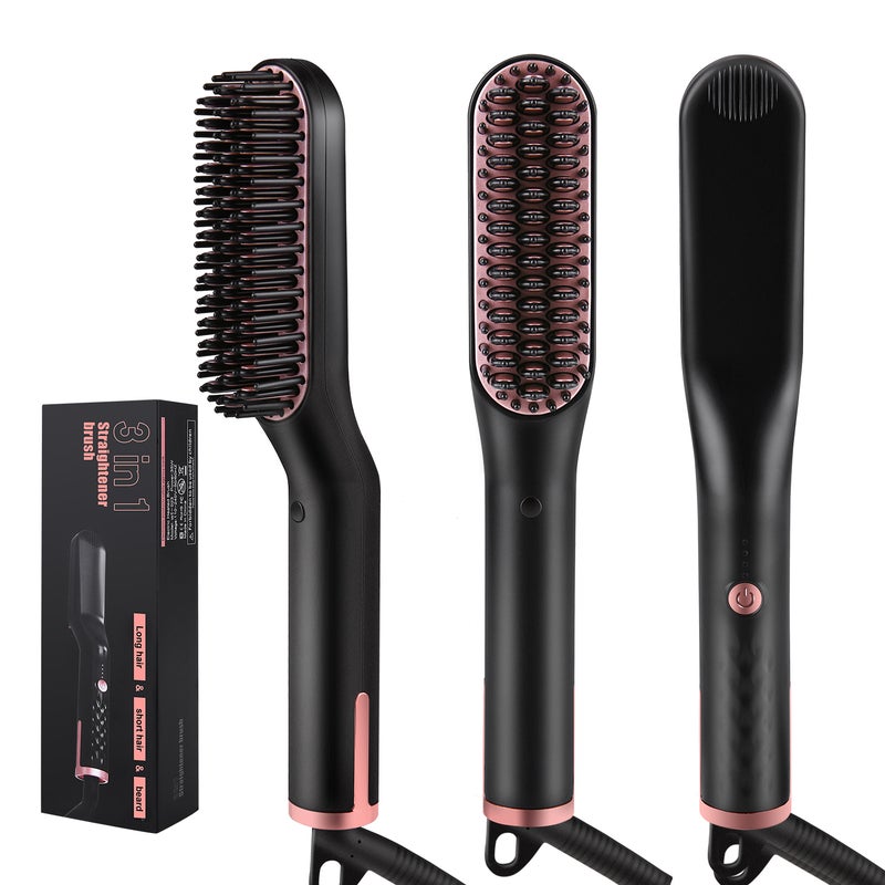 3-in-1 Hair Straightening Brush Black 26.4X5.2X8.2cm