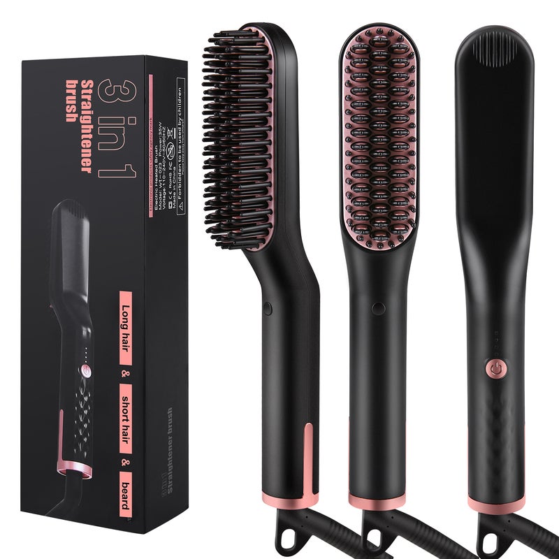 3-in-1 Hair Straightening Brush Black 26.4X5.2X8.2cm