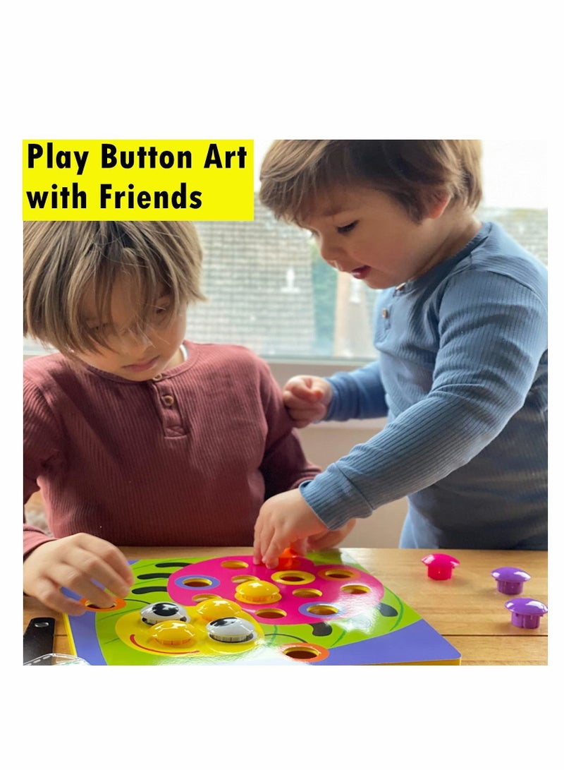 Toddler Crafts Puzzles Set, Button Art Toys for Preschool Boys Girls, Early Developmental Activities Game, 10 Pictures and 46 Buttons, with a Box Easy to Storage