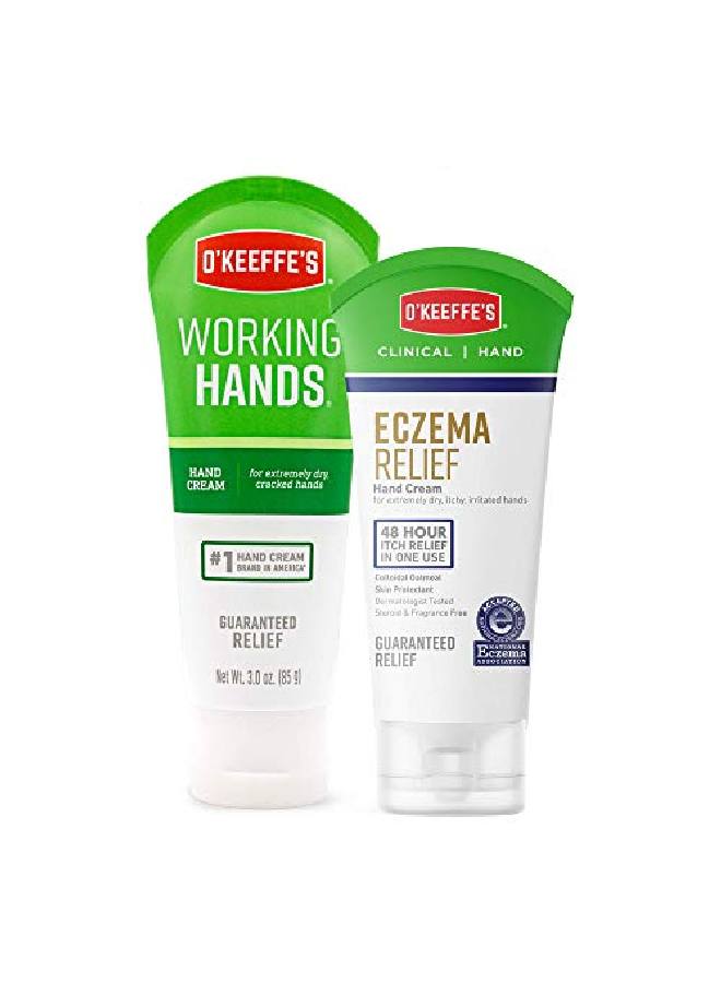 Working Hands Hand Cream 3 Ounce Tube And Eczema Relief Hand Cream 2 Ounce Tube