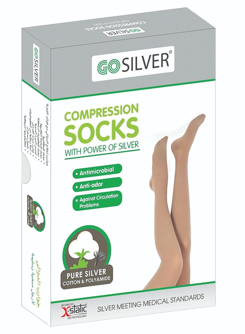 Knee High Compression Socks, Class 1 (18-21 Mmhg) Open Toe Flesh