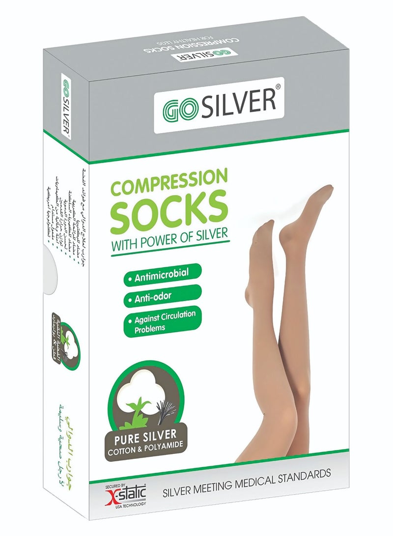 Over Knee High Compression Socks,Class 1 (18-21 mmHG) Closed Toe with Silicon Flesh