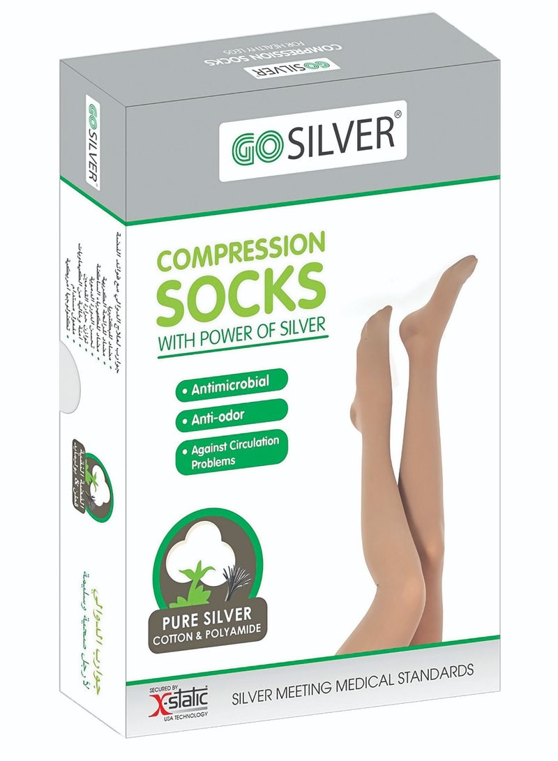 Knee High Compression Socks, Class 2 (23-32 mmHg) Open Toe Flesh
