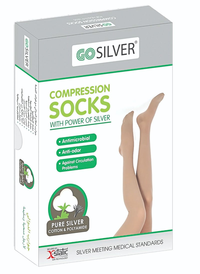Over Knee High Compression Socks, Class 2 (23-32 Mmhg) Open Toe With Silicon Flesh