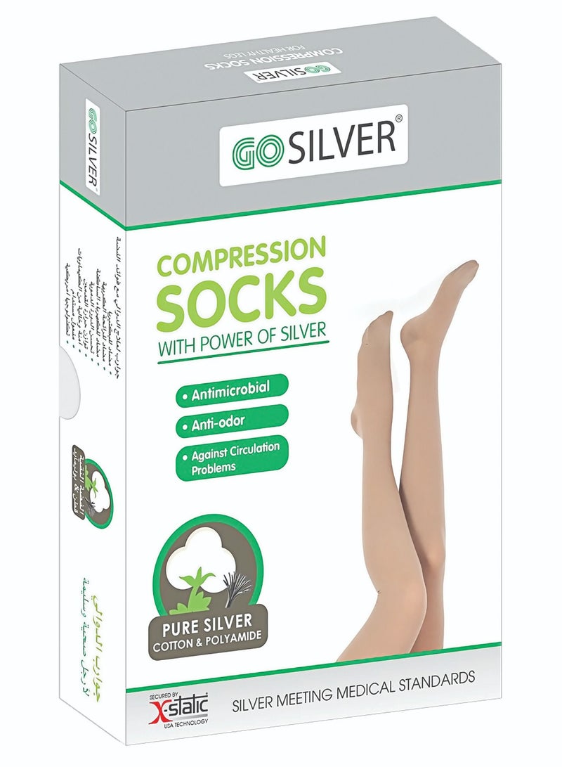 Panty Hose Compression Socks,Class 2 (23-32 mmHG) Open Toe Flesh