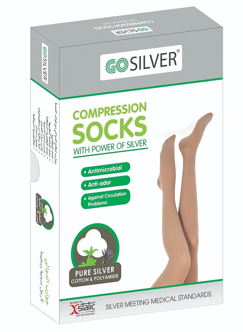 Knee High Compression Socks, Class 3 (34-46 mmHg) Open Toe Flesh
