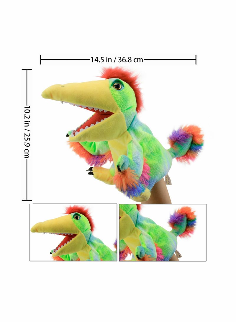 Dinosaur Hand Puppets, Tail Feather Dragon Jurassic World Stuffed Animal Cute Soft Plush Toy, Open Movable Mouth Finger Gift, Birthday Gifts for Kids, Creative Role Play