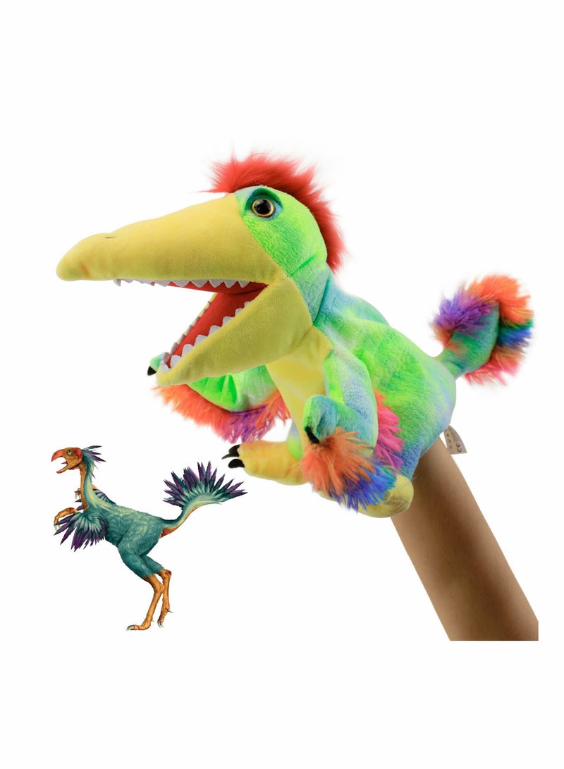 Dinosaur Hand Puppets, Tail Feather Dragon Jurassic World Stuffed Animal Cute Soft Plush Toy, Open Movable Mouth Finger Gift, Birthday Gifts for Kids, Creative Role Play