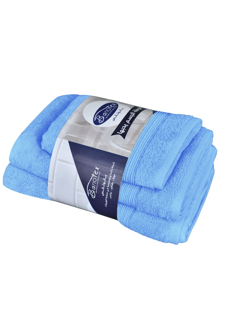 Banotex bath towels set (Luxe) 3 towels, sizes 50X100 cm 300 g + 70X140 cm 600 g + 90X150 cm 810 g 100% Egyptian cotton product, high-quality and absorbent combed cotton, suitable for all uses