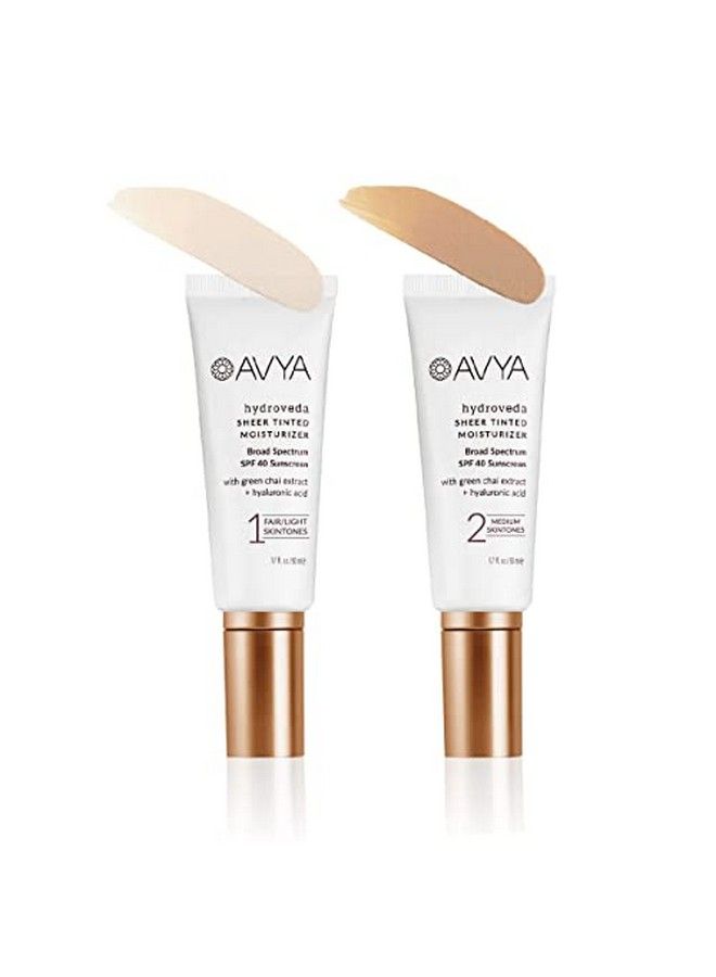 Avya Hydroveda Essentials Sheer Tinted Moisturizer In Shade 2 (1.7Oz) Advanced Ayurvedic Skincare / Light Coverage With Spf 40 / Hyaluronic Acid With Green Chai Balances And Brightens Skin