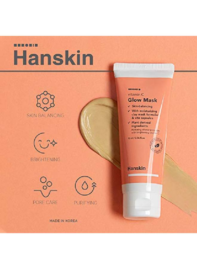 Vitamin C Glow Mask Clay Mask With Ascorbic Acid For Glowing Skin And Pore Purifying Hydrating And Moisturizing [70Ml]