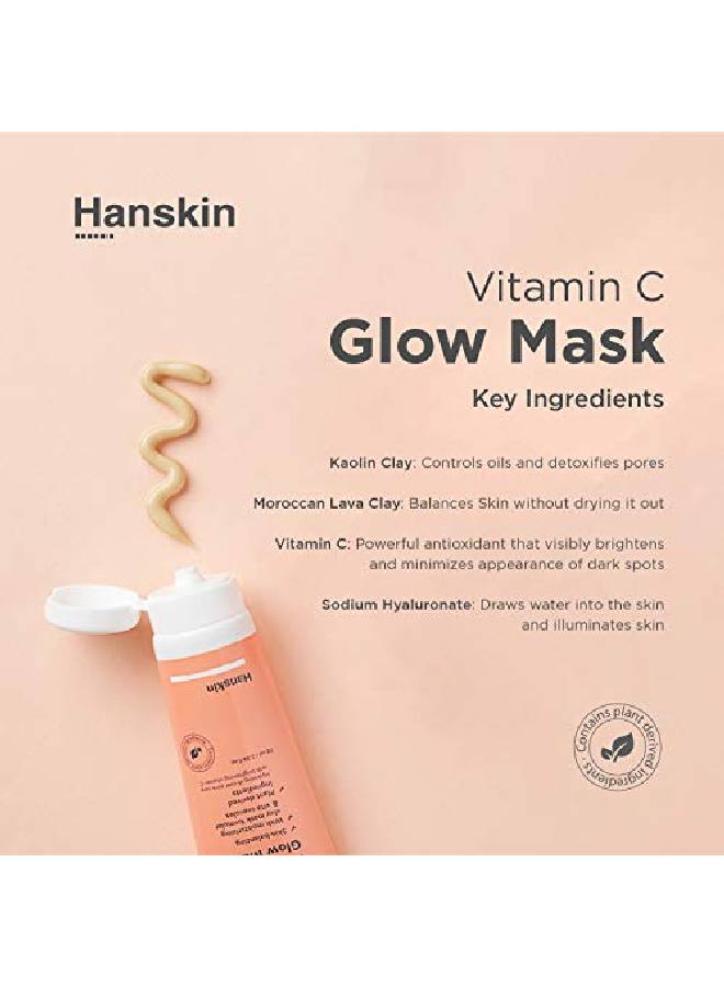 Vitamin C Glow Mask Clay Mask With Ascorbic Acid For Glowing Skin And Pore Purifying Hydrating And Moisturizing [70Ml]