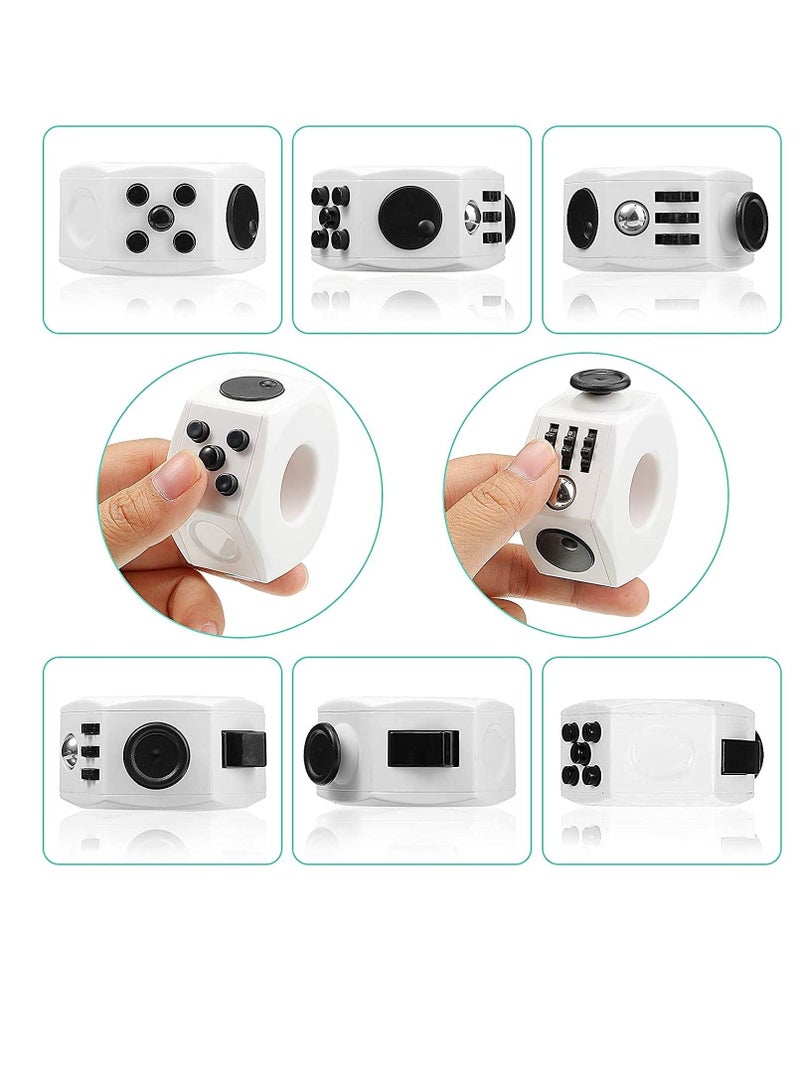 4 Pieces Handheld Mini Fidget Toy Set Include 12-Side Fidget Toy Cube, Infinity Cube, Cam Fidget Controller Pad, Decompression Ring for Teens, Adults to Relieve Pressure, Anxiety