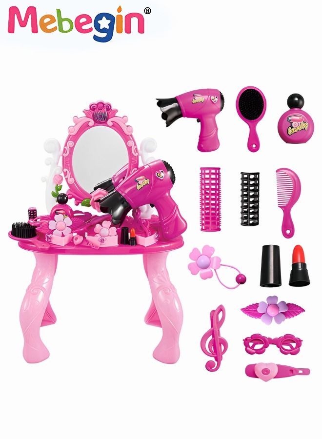Toddler Vanity Set Toy for Kids Vanity Table for Little Girls with Mirror and Beauty Accessories, Birthday Toys for Little Princess Pretend Play