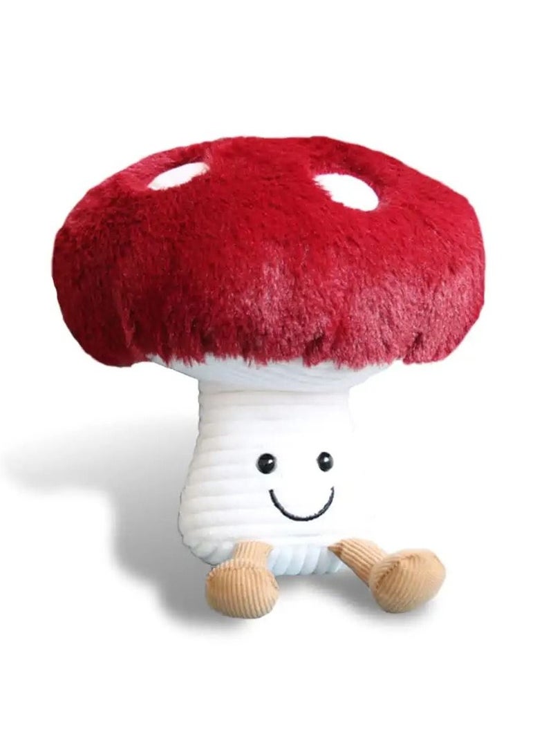 Cute Mushroom Plush Pillow, Kawaii Smile Doll, Plushie Stuffed Animals Toys Doll Gifts for Kids, Red 7.9 inches