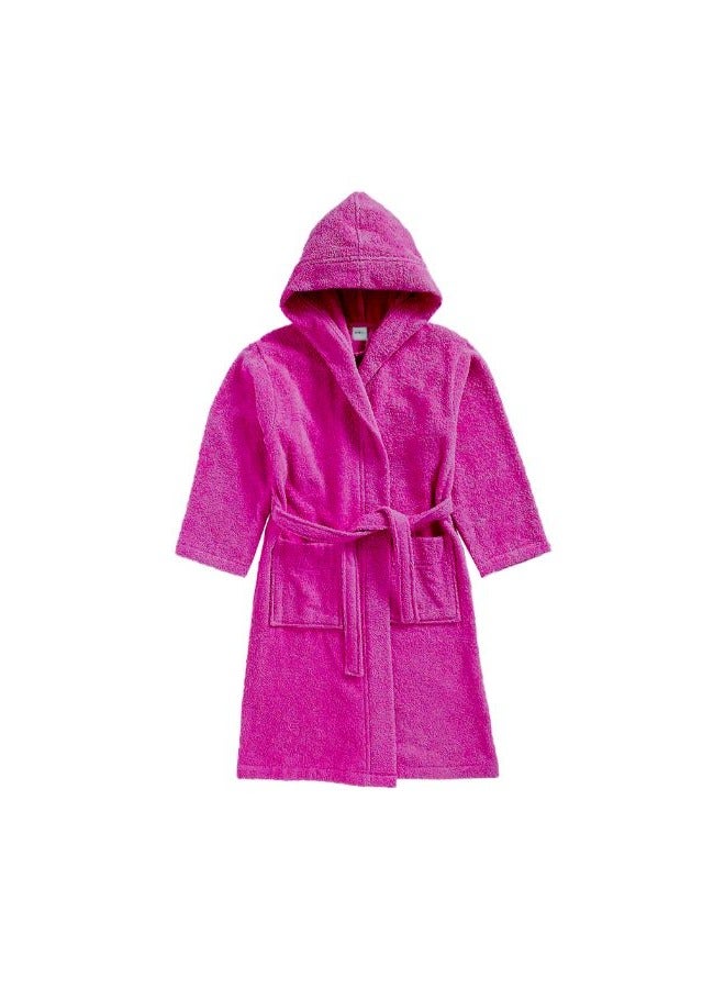 Daffodil (Fuchsia Pink) Premium 6 yr Kids Hooded Bathrobe 100% Terry Cotton, Highly Absorbent and Quick dry, Hotel and Spa Quality Bathrobe for Boy and Girl-400 Gsm