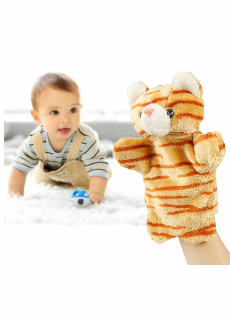 Cat Hand Puppet, Cute Plush Puppet Toy Finger Doll Parent-child Interactive Gift for Storytelling Teaching Preschool Role- Play