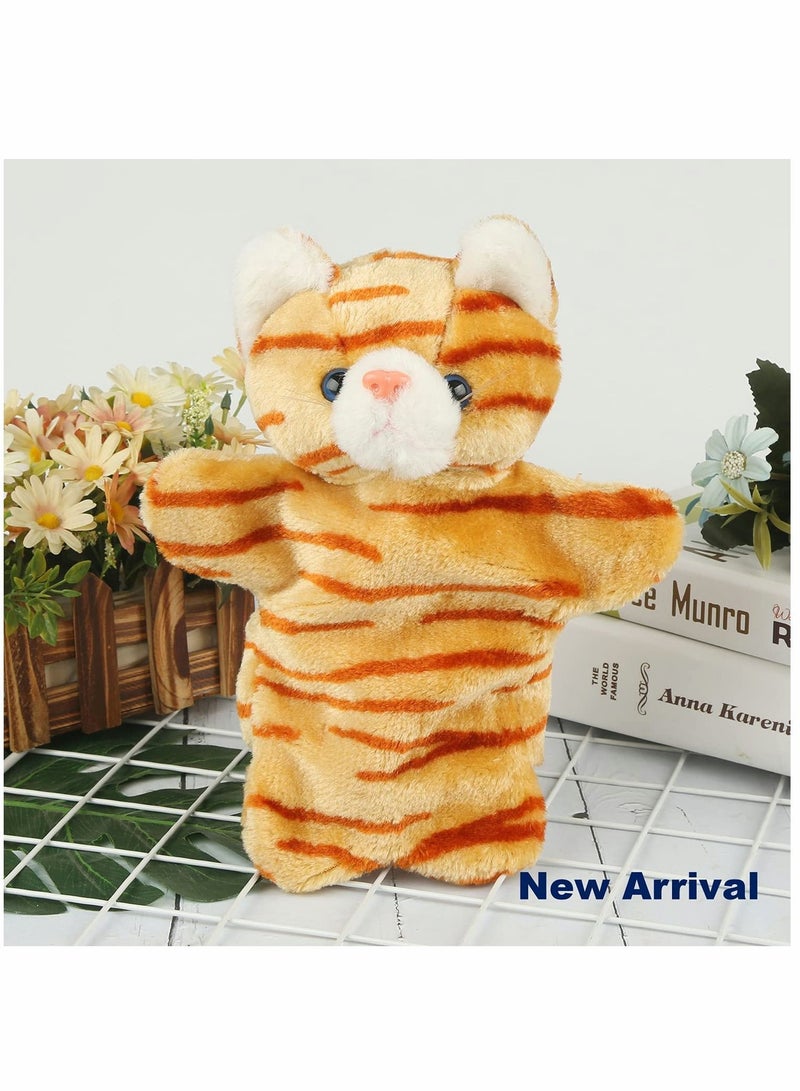 Cat Hand Puppet, Cute Plush Puppet Toy Finger Doll Parent-child Interactive Gift for Storytelling Teaching Preschool Role- Play