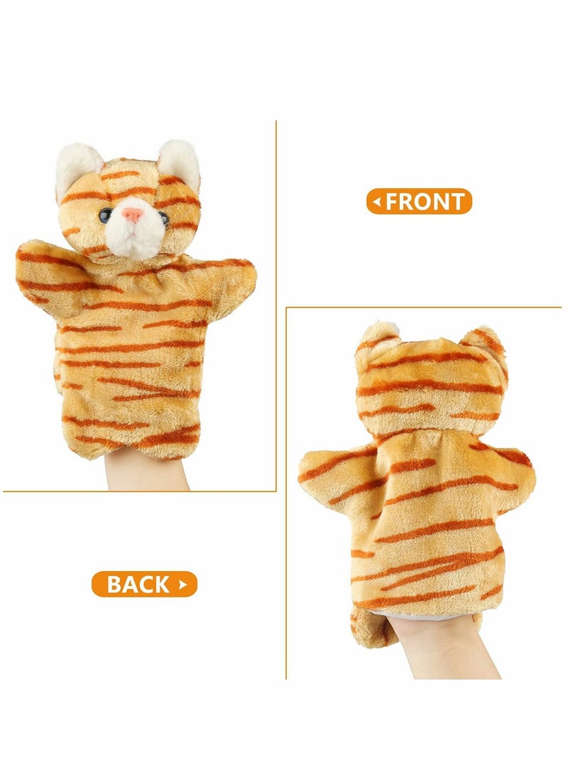 Cat Hand Puppet, Cute Plush Puppet Toy Finger Doll Parent-child Interactive Gift for Storytelling Teaching Preschool Role- Play
