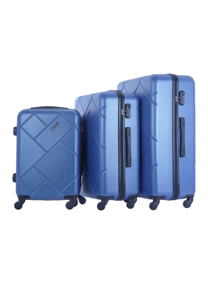 3-Piece Hard Side ABS Spinner Luggage Trolley Set 20/24/28 Inch Blue