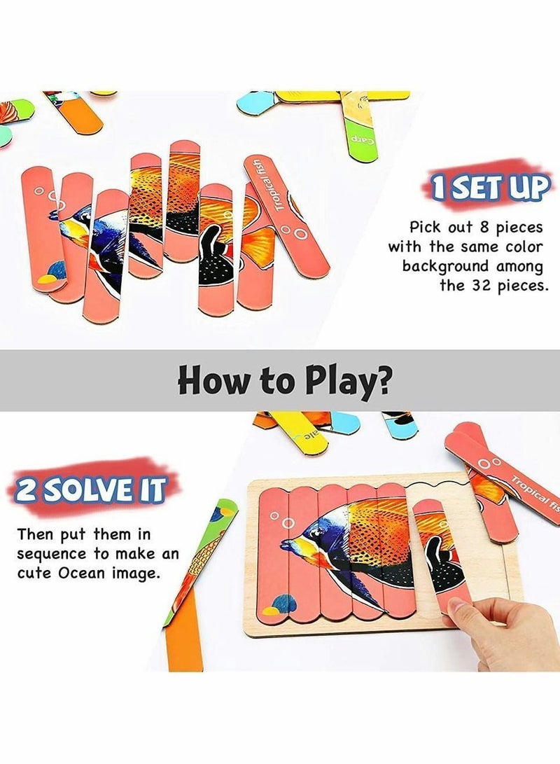 Wooden Jigsaw Puzzles (32 Pieces & 8 Patterns)
